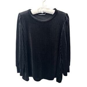 FLOYD BY SMITH | Black Velvet Ribbed Shirt Top | Medium